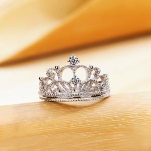 Crown Style Engagement Ring For Women Cubic..