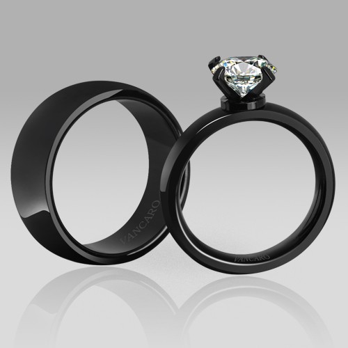 black couple rings high quality black wedding engagement rings black ring solitaire style white cub on luulla - Black Wedding Rings For Him And Her black couple rings high quality black wedding engagement rings black ring solitaire style white cub on luulla - Black Wedding Rings For Him And Her
